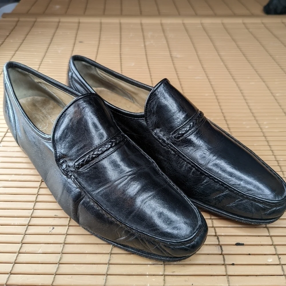 Church's England Handmade Shoes black leather braided band vamp/saddle detail, m